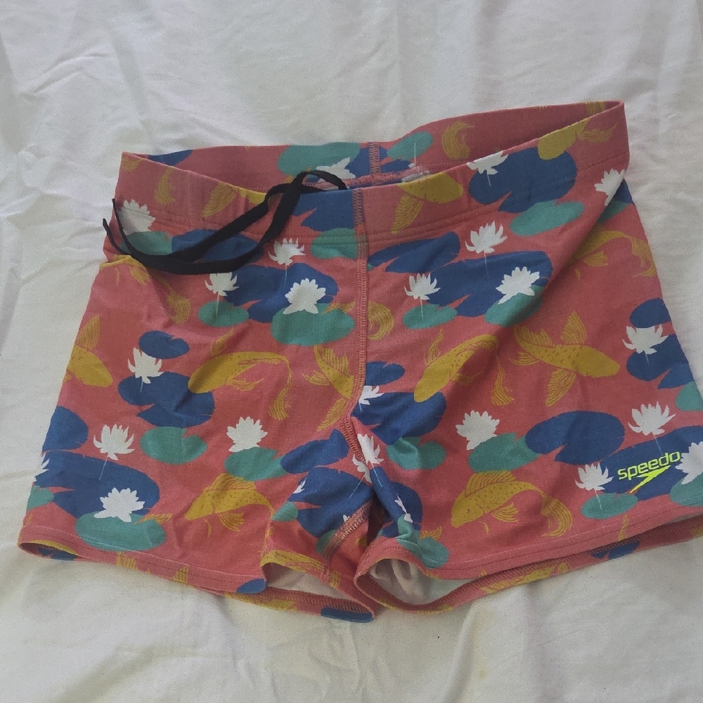 Speedo Men's Swim Trunks - Coral with Floral Pattern